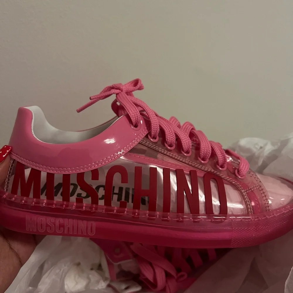 Moschino Kids Hot Pink Logo Low-Top Sneakers